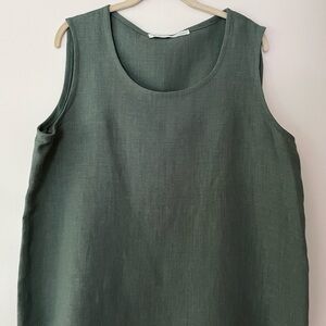 Green Boxy Sleeveless Tank Top